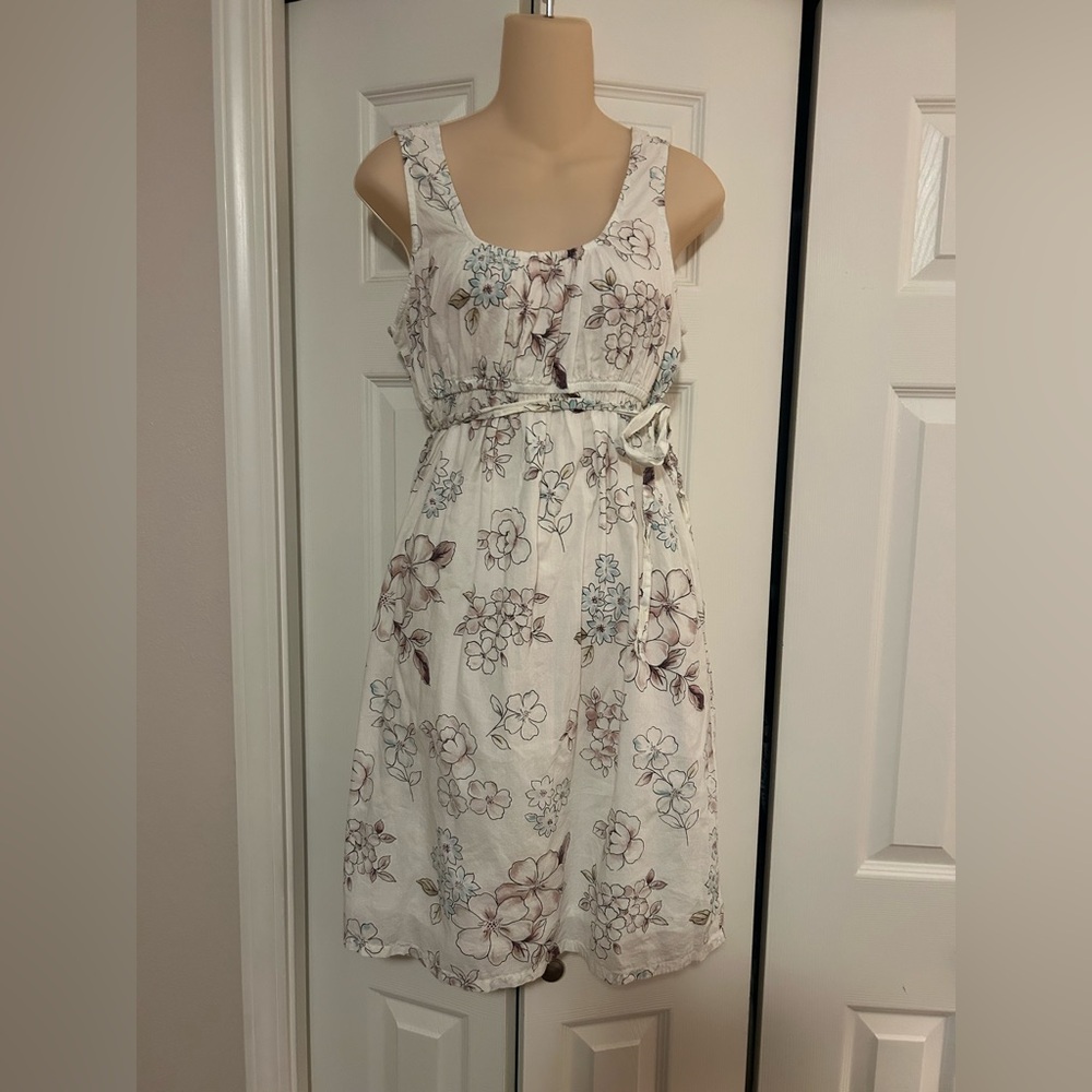No Boundaries Floral Midi Dress - White and Brown